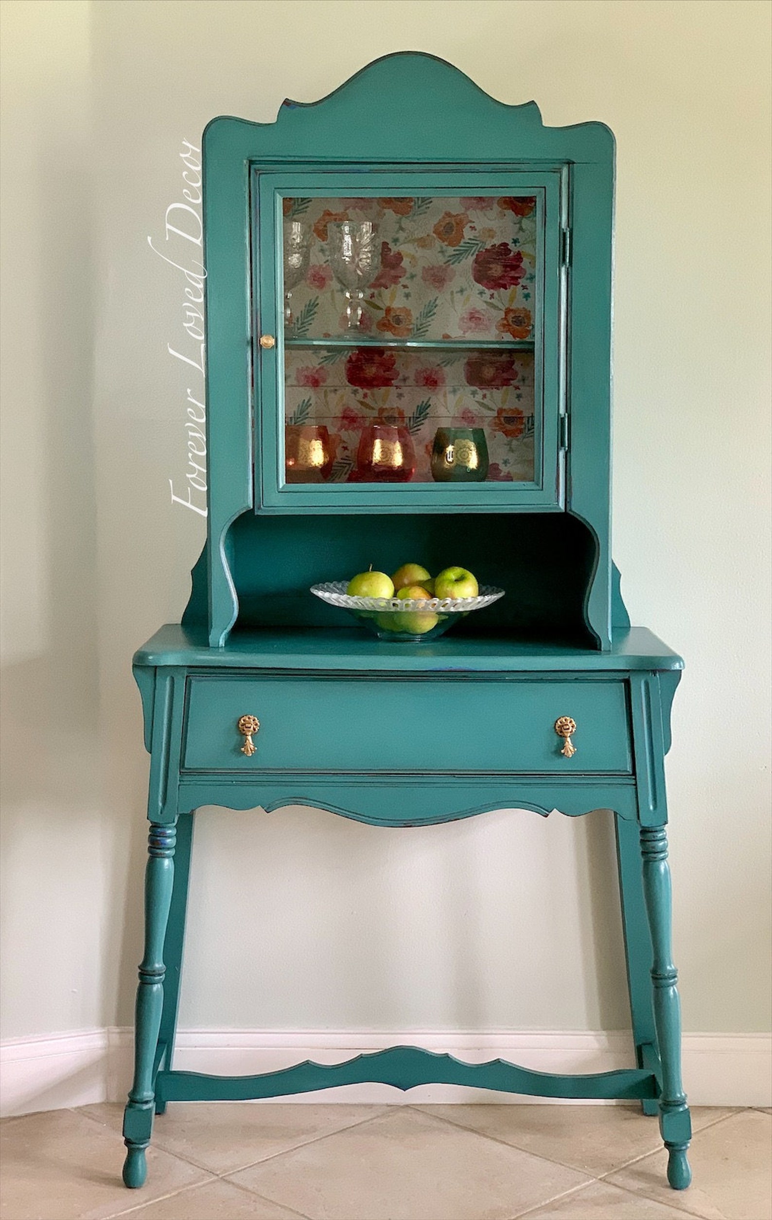 Small Turquoise Antique Hutch/China Etsy