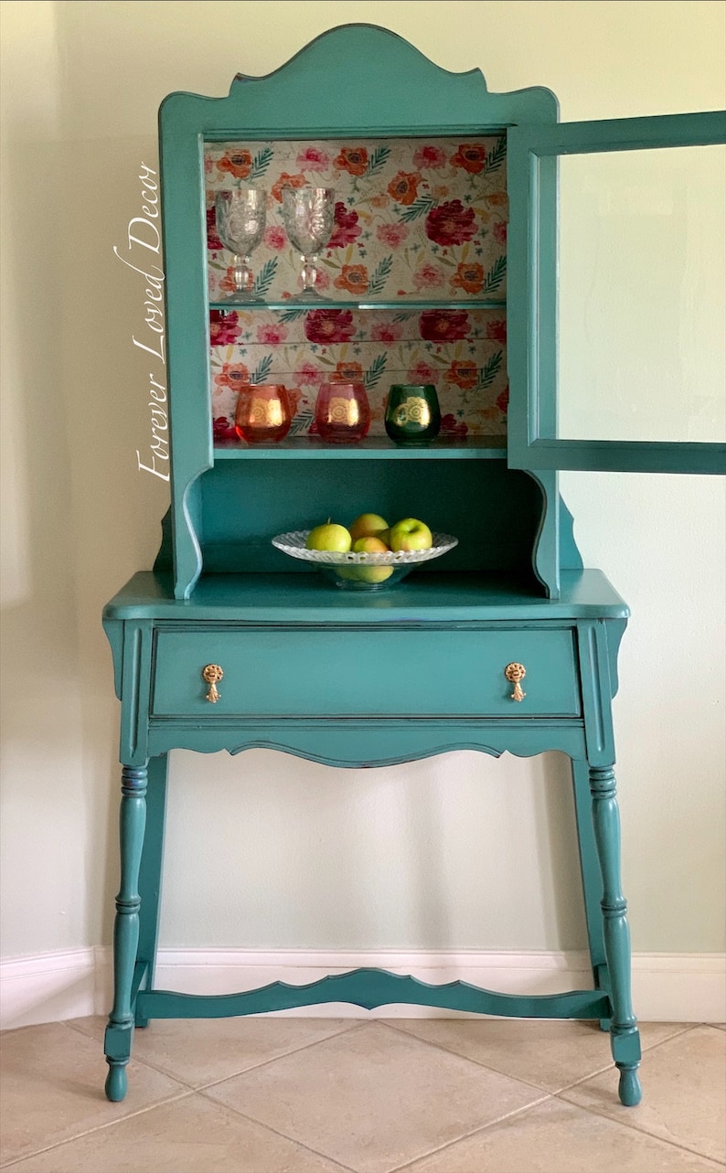 Small Turquoise Antique Hutch/China Etsy