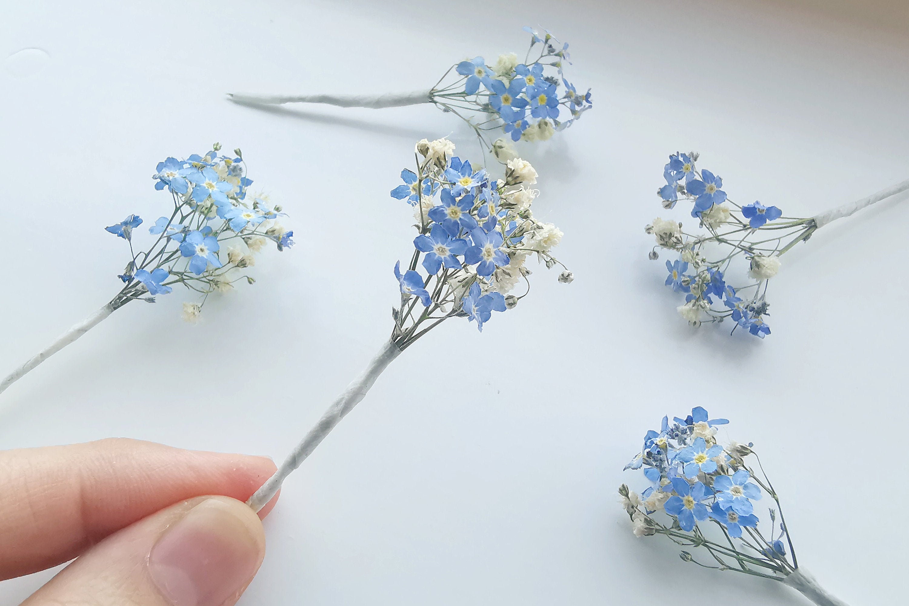 Forget Me Not Flower Hair Pin, Bridal Hair Flowers Pin, Dried