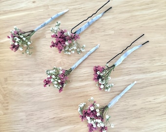 Sea Lavender Flower Hair Pin, Bridal Hair Flowers Pin, Dried Flower Hair Pins, Wedding Hair Pin, Festival Hair Flower, Prom Hair Flowers,