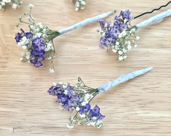 Sea Lavender Flower Hair Pin, Bridal Hair Flowers Pin, Dried Flower Hair Pins, Wedding Hair Pin, Festival Hair Flower, Prom Hair Flowers,