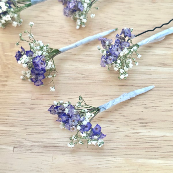 Sea Lavender Flower Hair Pin, Bridal Hair Flowers Pin, Dried Flower Hair Pins, Wedding Hair Pin, Festival Hair Flower, Prom Hair Flowers,