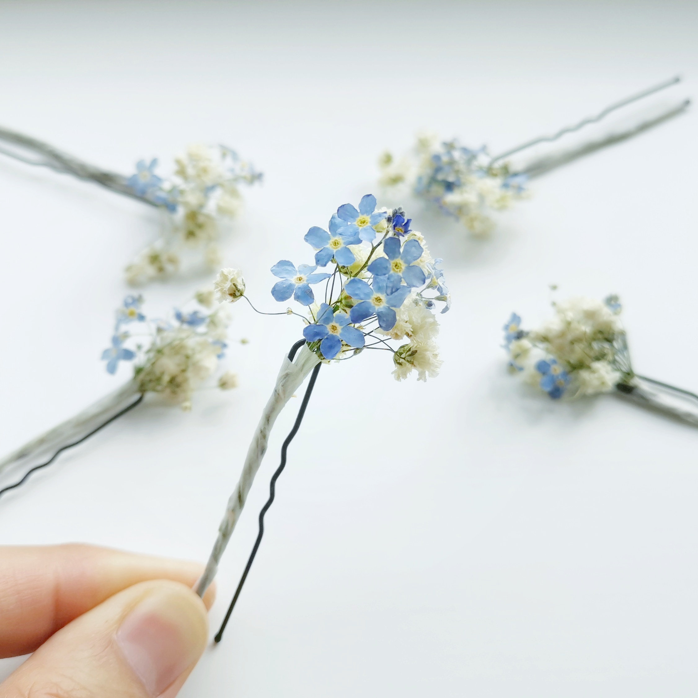 Forget me Not Flower Hair Pin, Bridal Hair Flowers Pin, Dried Flower Hair Pins, Wedding Hair Pin, Festival Hair Flower, Prom Hair Flowers,