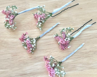 Sea Lavender Flower Hair Pin, Bridal Hair Flowers Pin, Dried Flower Hair Pins, Wedding Hair Pin, Festival Hair Flower, Prom Hair Flowers,