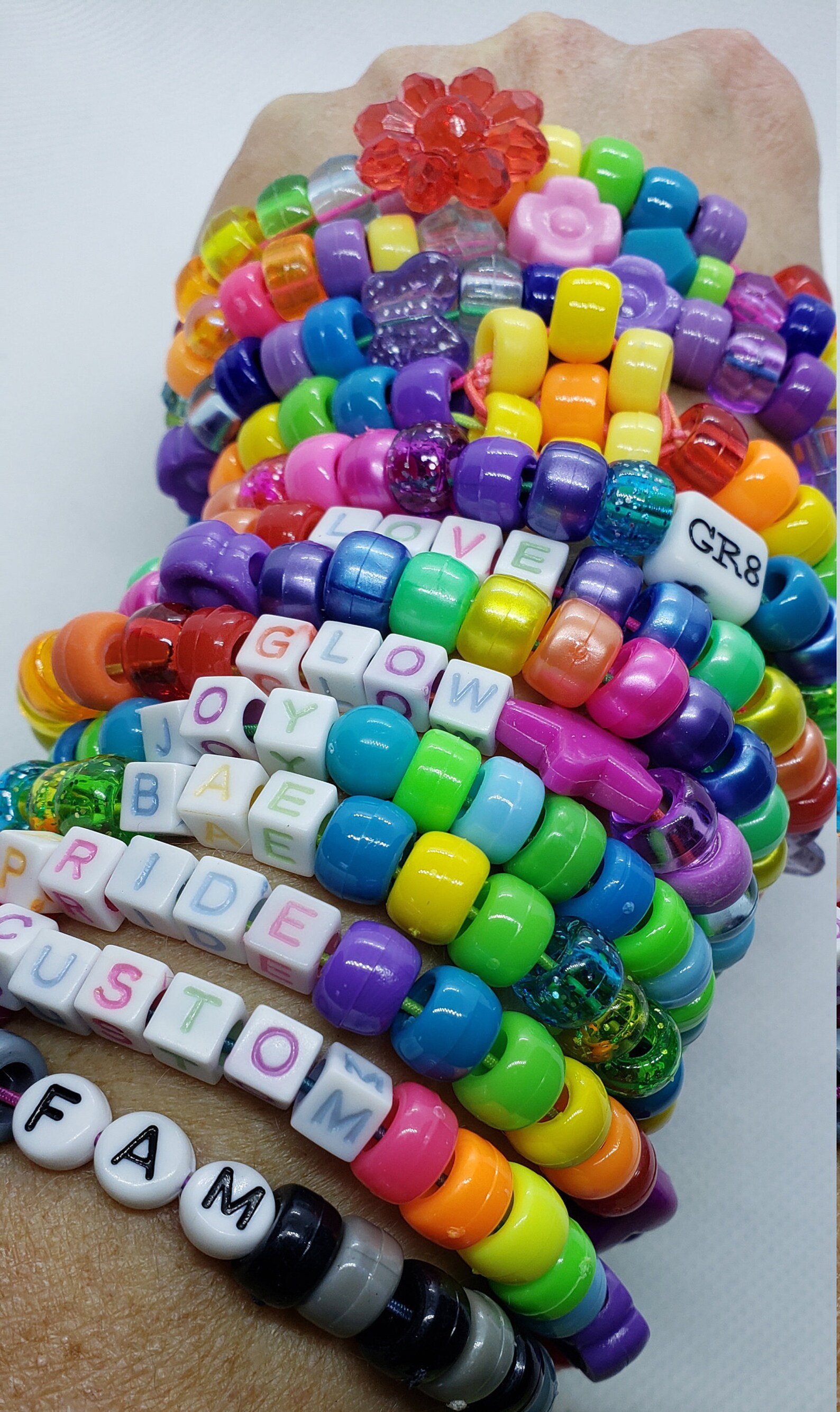 Custom Kandi Bracelets / Pony Bead Bracelets / 90s / Pack of 5 Etsy