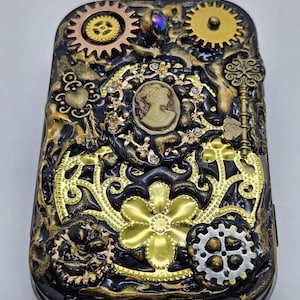 Steampunk Hematite Victorian Vintage Trinket Tin |  Trinket Box | Jewelry Box