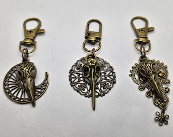 Boho Bronze Bag Charm: Raven Skull