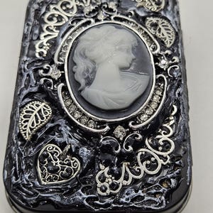 Silver Cameo Victorian Lady Trinket Tin |  Trinket Box | Jewelry Box