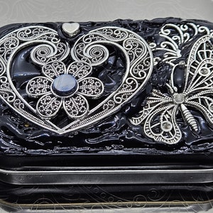 Trinket Tin | Hearts and Butterfly  Trinket Tin |  Trinket Box | Jewelry Box