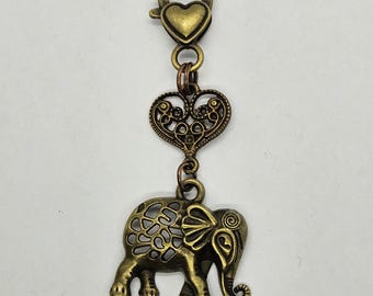 Boho Bronze Bag Charm: Elephant Love