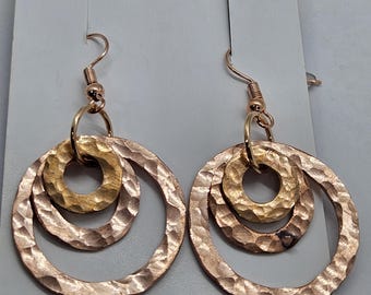 Boho Hammered Copper Wired Earrings