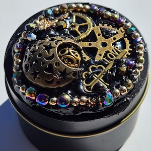 Trinket Tin | Moon Stars Trinket Tin | Steampunk Trinket Box | Jewelry Box