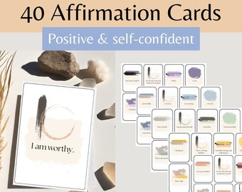 40 affirmation cards PDF download colored | Self-love cards for children, motivational cards, encouragement, journal cards