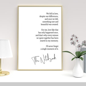 The Notebook Printable Wall Art, Minimalist Print, Digital Download, Quote, Poster, Romantic, Movie, Decor, Love, Typography, Quote, Romance