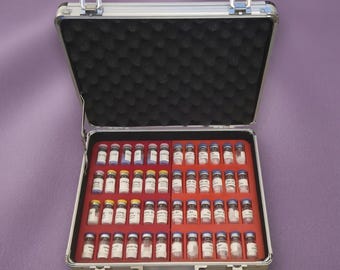 Peptide Vial Storage Case, Holds 49 x 3mL Vials, Large Aluminum Organizer Box, Peptide Kit Case, Lab Vial Storage, Reloadable Vial Tray