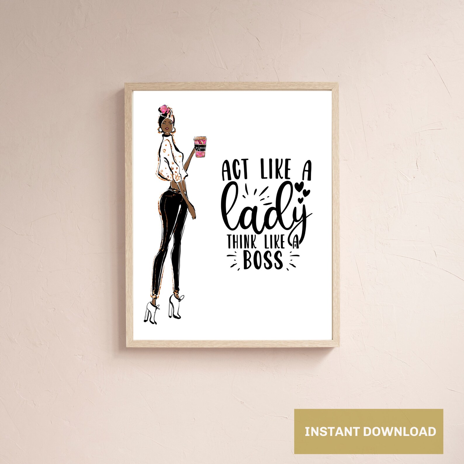 Think Like a Boss Black Art Print, Printable Wall Art Perfect for Your ...