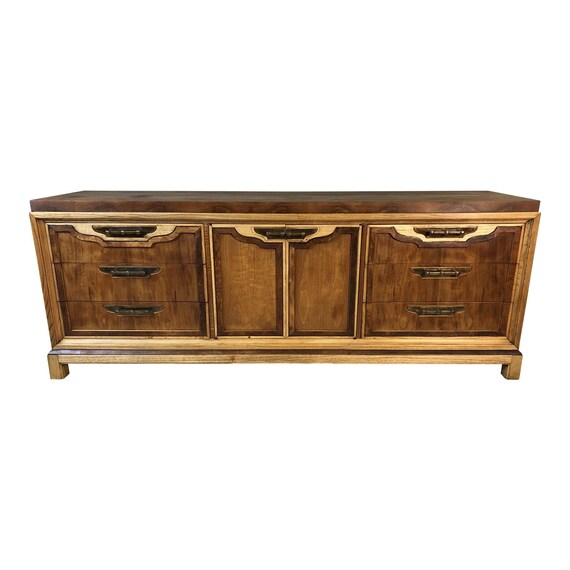 1960s Walnut Ash Wood Low Dresser Etsy