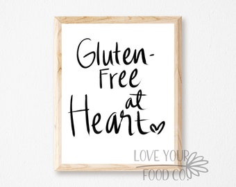 Gluten Free Printable Kitchen Art, Gluten Free Printable Wall Art Sign, Hand Lettered Quote Sign, Printable Wall Art Food Allergy Signs