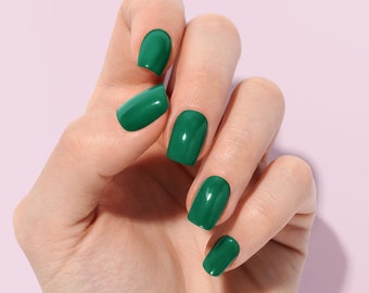 Dark Green Nails | Reusable Custom Press on nails | Fake Nails | False Nails | Glue On Nails | Short Press on Nails