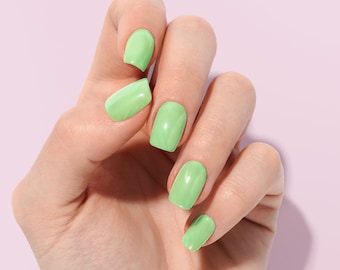 Bright Lime Green Nails | Reusable Custom Press on nails | Fake Nails | Short Nails | False Nails | Long Nails | Glue On Nails | Press ons