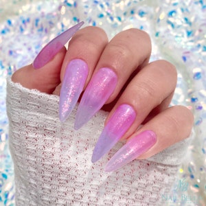 Pink Press on Nails with Glitter,  Customizable Nails, Choose your Length and Shape, Press on Nails, Glue on Nails