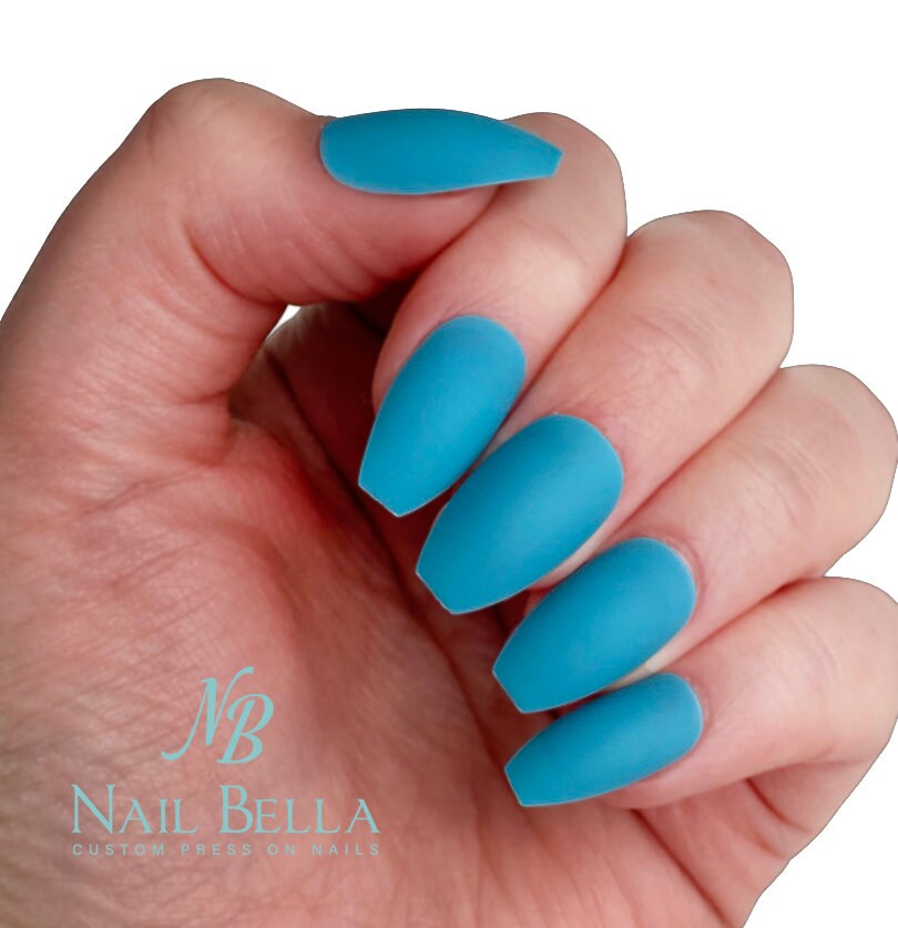 Dark Blue Short Press On Nail Fake Nails False Nails Etsy