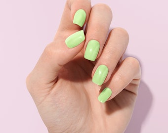 Lime Green REUSABLE Press on Nails | Custom Press on nails | Fake Nails | False Nails | Glue On Nails | Short Press on Nails