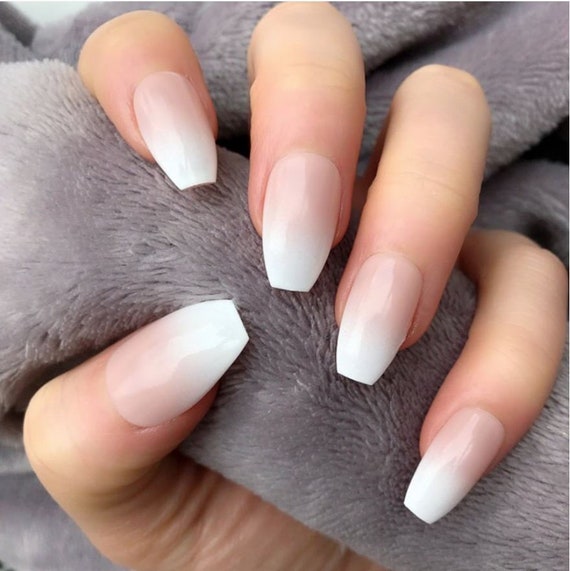 Short Coffin Ombre Press On Nail Fake Nails False Nails - Etsy