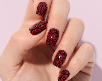 Red Rose Press On Nails | Custom False Nails