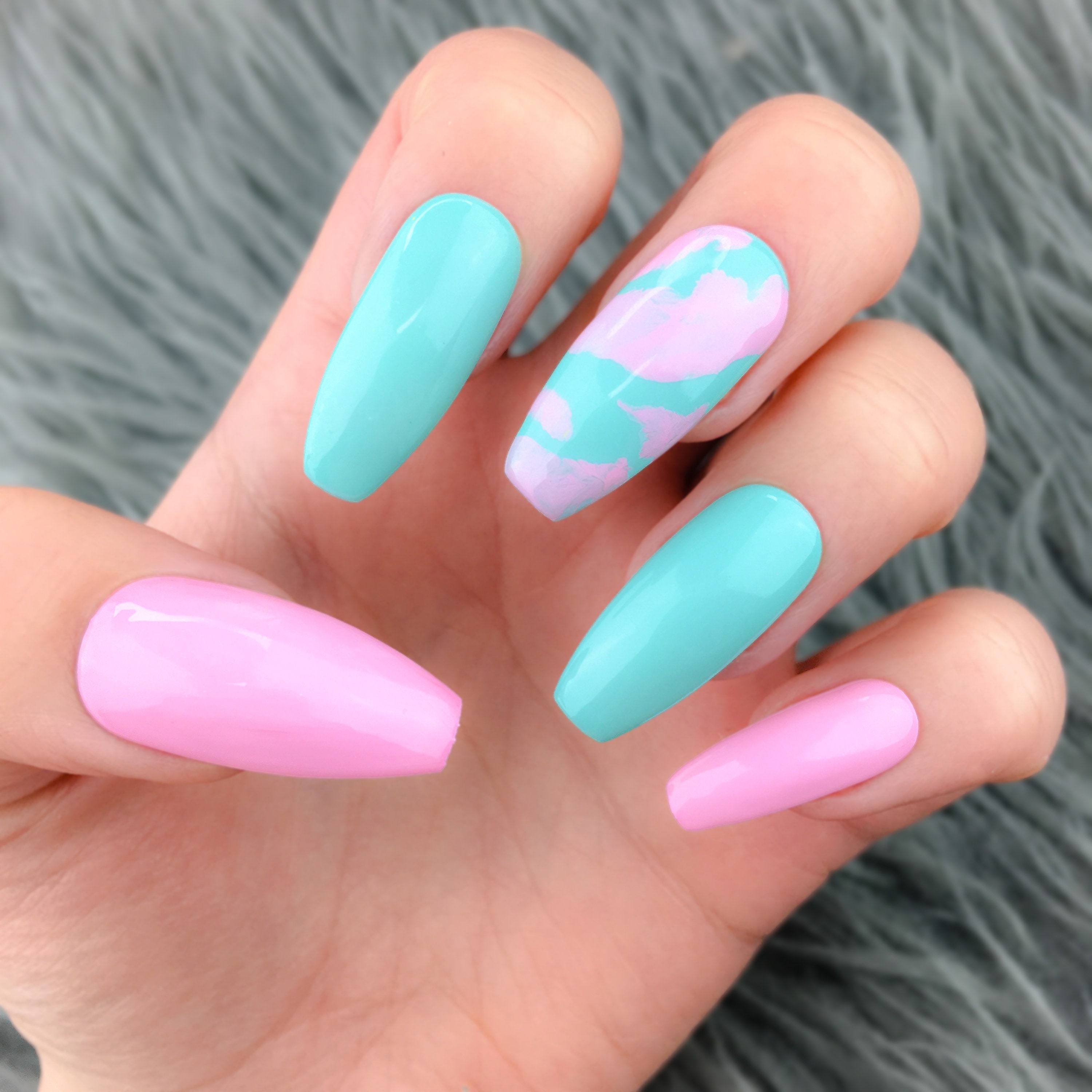 Cotton Candy Press on Nails REUSABLE Blue and Pink Nails - Etsy