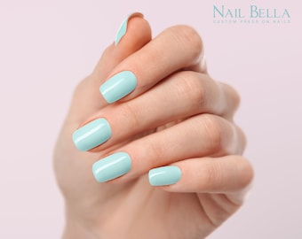 Pastel Blue Nails | Blue Gel Press on nails | Nails for Easter | Reusable Gel Nails | Durable Fake Nails | False Nails | Glue On Nails