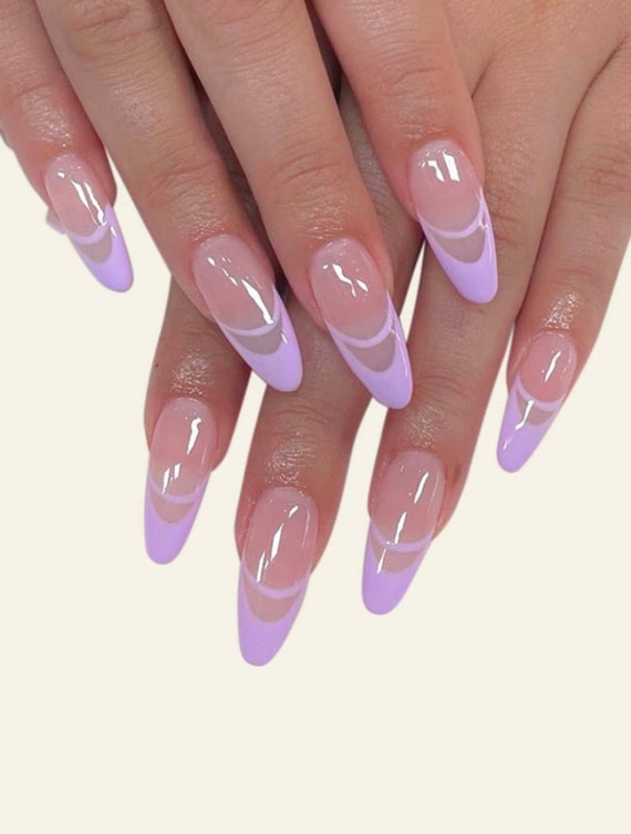 purple french nails