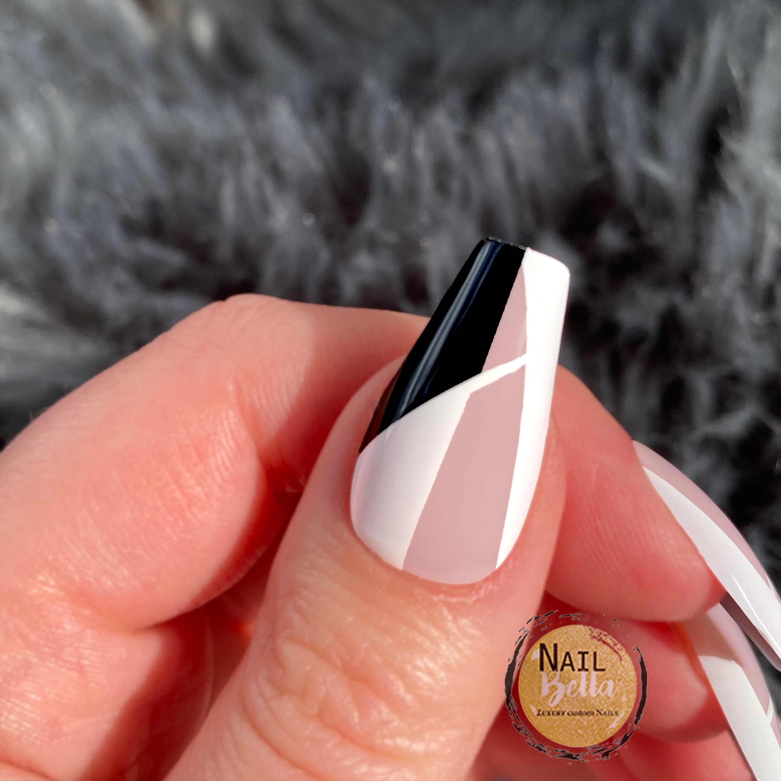 Coffin Nails Black and White Nails Coffin Coffin Nails Etsy