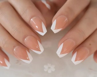 24 Pcs White V Shape Tip Press on Nail / Short Nail / Glue on - Etsy 24 Pcs White V Shape Tip Press on Nail / Short Nail / Glue on - Etsy