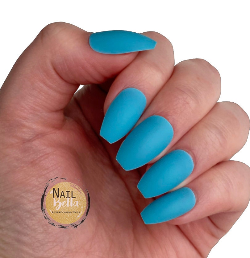 Short Press On Nail Dark Blue Fake Nails False Nails Etsy