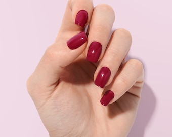 Red Nail Wrap | Wine Red Nail Wrap for valentines day nail wraps | Fake Nails | False Nails | Red Nail Wrap | Wine Red Nails