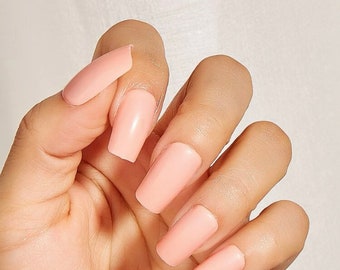 Short Press on Nail | Pink short Square Fake Nails | False Nails | Glue On Nails | Ombre Nails | Short Press on Nails