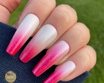 Pink Ombre Press on Nail | long coffin Fake Nails | False Nails | Glue On Nails | Ombre Nails | Long Press on Nails