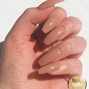 WIEDERVERWENDBARE Gel Beige Drücken Sie auf die Nägel | Künstliche Nägel | Kleber auf den Nägeln | Drücken Sie auf die Nägel