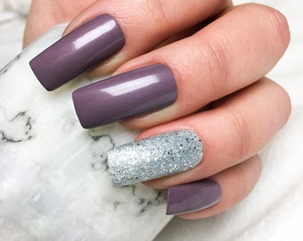 Purple Press on Nails REUSABLE Press on Nails | Fake Nails | False Nails | Glue On Nails | Ombre Nails | Short Press on Nails