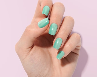 Mint Green Press on Nails | Shimmer Reusable Custom Press on nails | Fake Nails | False Nails | Long Nails | Glue On Nails | Press ons