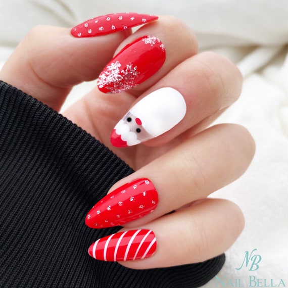 Red and White Snowman Snowflakes Winter Nail Wraps W/ Silver Glitter  Accents, Christmas Holiday Nail Polish Strips, Nail Art Decals Stickers -  Etsy