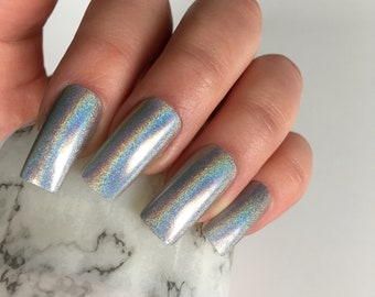 REUSABLE  Holographic Press On Nails | Custom Made | Press on Nails | Press on Nails Fake Nails | False Nails | Glue On Nails