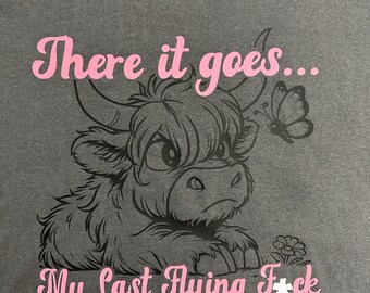 COW FLYING F*CK t-shirt for girls women highland cow boxy tee