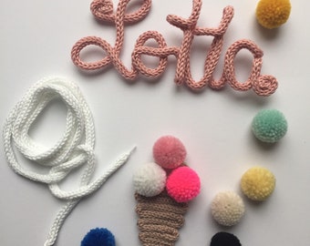 Schultüte Zuckertüte Geschwistertüte Bastelset- DIY Eistüte Eis mit Name und Kordel