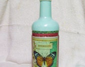 Olive oil dispenser Oil or vinegar decanter with butterfly, Decoupage Bottles, Mixed Media decanter, Hand-painted bottle with dragon-fly