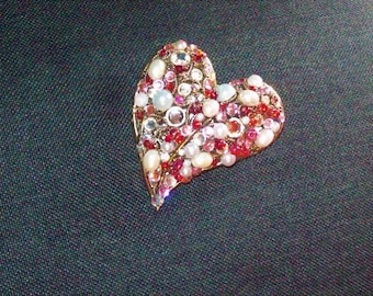 Beaded brooches, vintage brooch, jewelry accessories, brooch with rhinestones,  beads and pearls