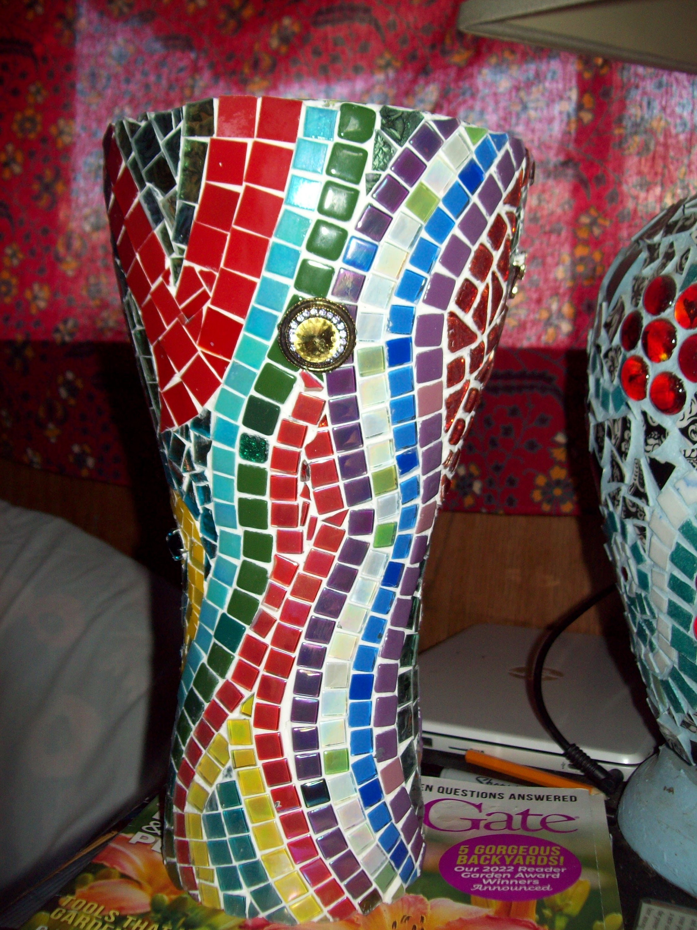 Garden Mosaic Vase Large Vase for Flowers or Plant Abstract Etsy