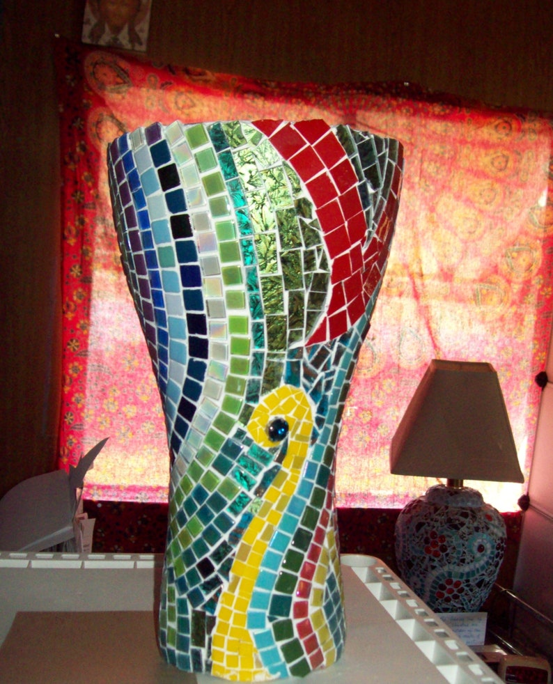 Garden Mosaic Vase Large Vase for Flowers or Plant Abstract Etsy
