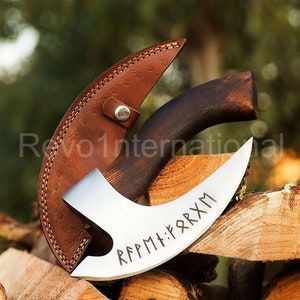 Pizza axe, Pizza slicer Hand forged Viking pizza cutter, Viking bearded camping axe, Personalized gifts